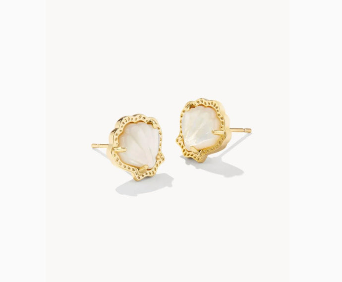 Kendra Scott-Brynne Gold Shell Stud Earrings in Ivory Mother-of-Pearl 9608863365