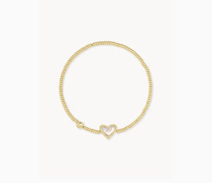 KENDRA SCOTT Ari Heart Gold Stretch Bracelet in Dichroic Glass 4217717962