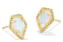 Load image into Gallery viewer, KENDRA SCOTT Framed Tessa Stud Earrings Gold Dichroic Glass 9608864402