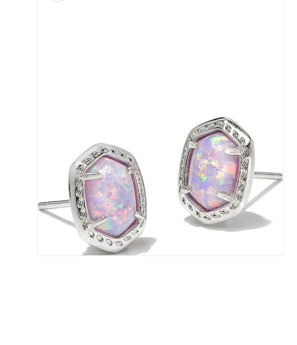 KENDRA SCOTT Daphne Framed Stud Earrings in Silver Lilac Opal 9608864344
