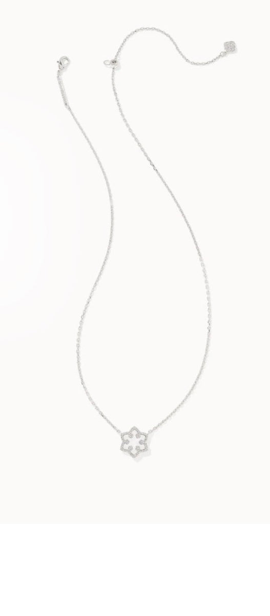 KENDRA SCOTT Snowflake Silver Short Pendant Necklace in White