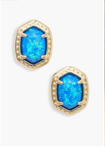 KENDRA SCOTTDaphne Framed Stud Earrings in Gold Bright Blue Kyocera Opal9608864927