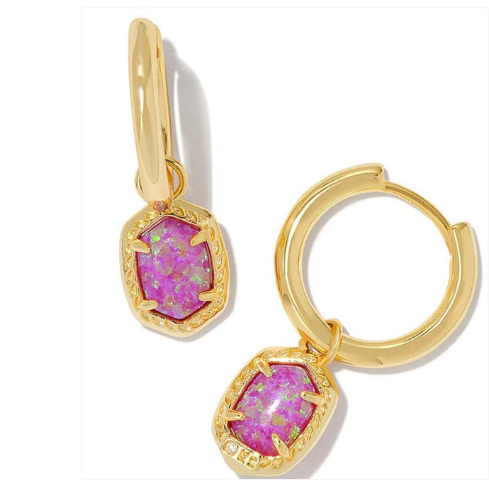 KENDRA SCOTT 
Daphne Framed Huggie Earrings gold Magenta Opal 9608864617