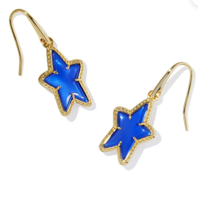 Kendra Scott-ADA GOLD SMALL STAR DROP EARRINGS IN COBALT BLUE ILLUSION 9608863921