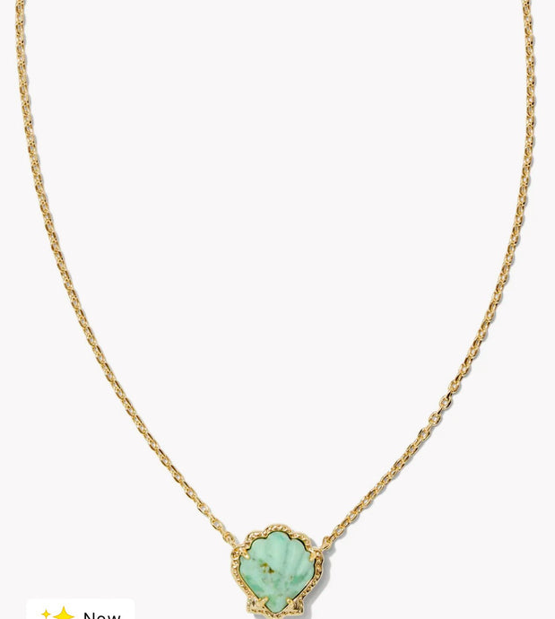KENDRA SCOTT Brynne Gold Shell Short Pendant Necklace in Sea Green Chrysocolla 9608863963