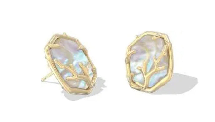 Kendra Scott-Daphne Gold Coral Frame Stud Earrings in Iridescent Abalone 9608867320