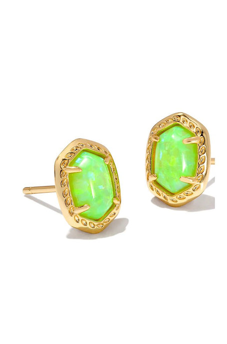 KENDRA SCOTT- Daphne Framed Stud Earrings Gold Bright Green Opal 9608864691