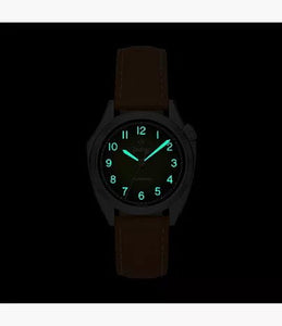 ZODIAC- Olympos STP 1-11 Swiss Automatic Three-Hand Brown Leather Watch Z09713