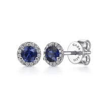 Load image into Gallery viewer, Gabriel &amp; Co. 14K White Gold Sapphire Stud Earring   EG12372W45SA