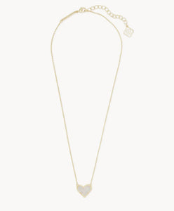 Kendra Scott-Ari Heart Gold Extended Length Pendant Necklace in Iridescent Drusy 4217704861