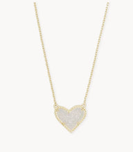 Load image into Gallery viewer, Kendra Scott-Ari Heart Gold Extended Length Pendant Necklace in Iridescent Drusy 4217704861