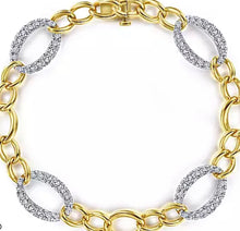 Load image into Gallery viewer, GABRIEL&amp;Co.14K White-Gold Link Bracelet with Diamond Pavé Oval Link One Station TB4234M45JJ
