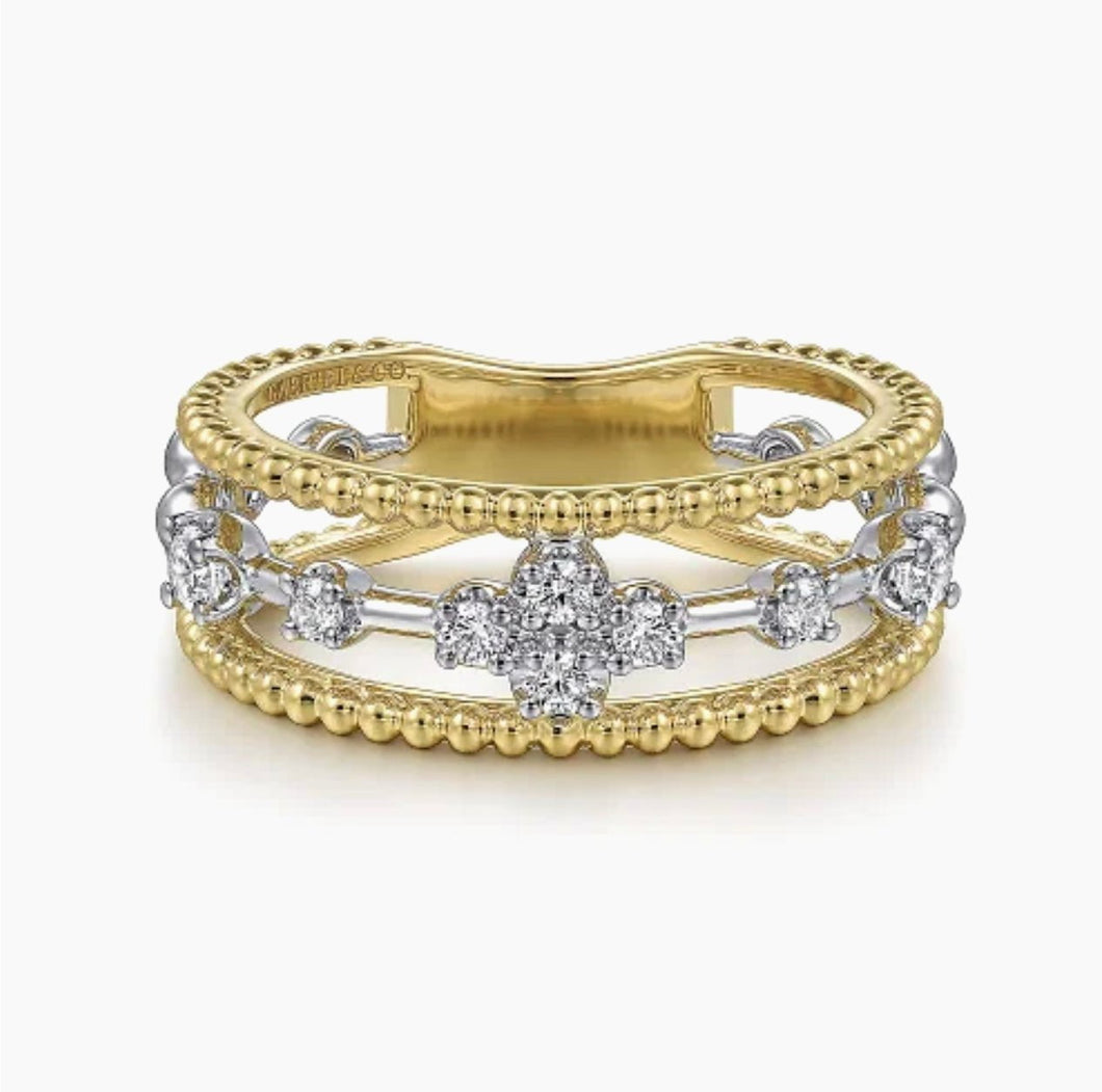 GABRIEL&Co. 14K White and Yellow Gold Bujukan Diamond Easy Stackable Ladies Ring
LR52568M45JJ