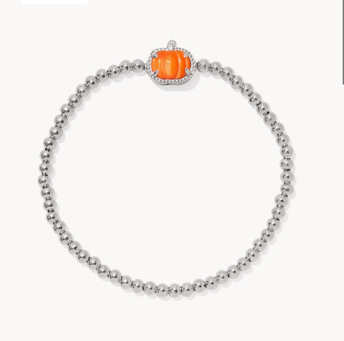 KENDRA SCOTT Pumpkin Silver Stretch Bracelet in Orange Mother-of-Pearl 9608872637