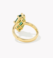 Load image into Gallery viewer, Kendra Scott-Lindy Rae Elyse Gold Metal Cocktail Ring in Green Crystal 9608875124 Sz: 6