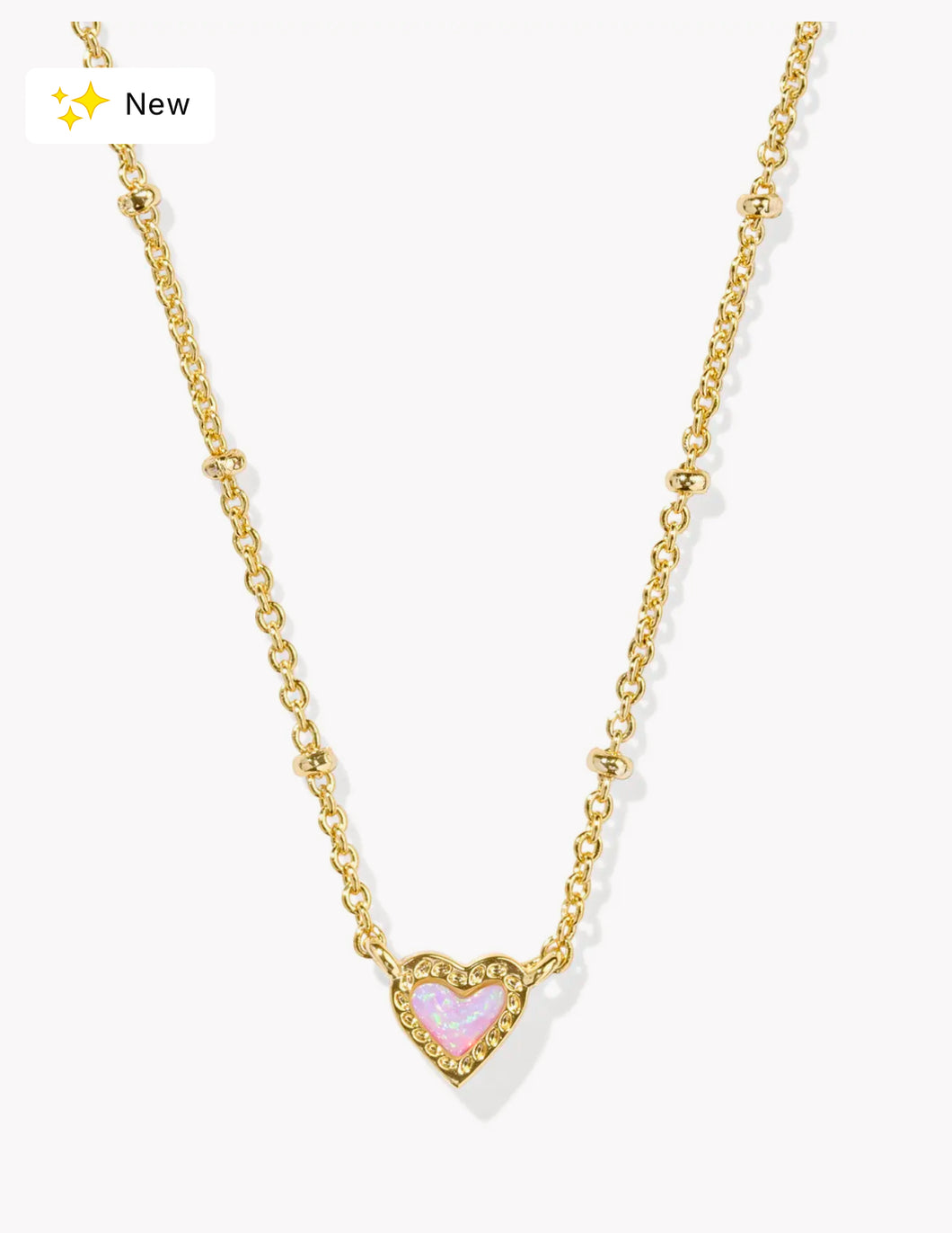 KENDRA SCOTT Mini Ari Heart Gold Satellite Short Pendant Necklace in Bubblegum Pink Opal 9608874717