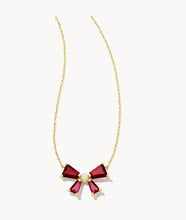 Load image into Gallery viewer, Kendra Scott-Blair Gold Bow Short Pendant Necklace in White Crystal 9608856332