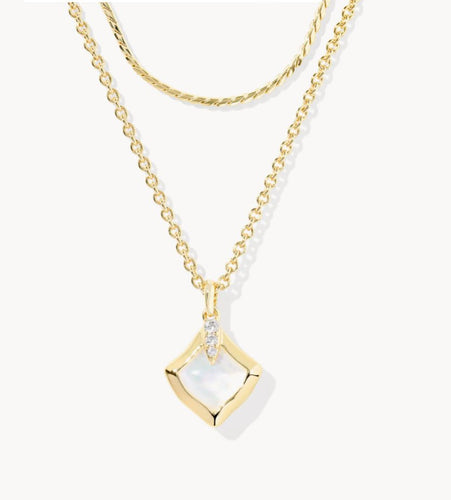 Kendra Scott-Joelle Gold Multi Strand Necklace in Ivory Mother-of-Pearl 9608873152