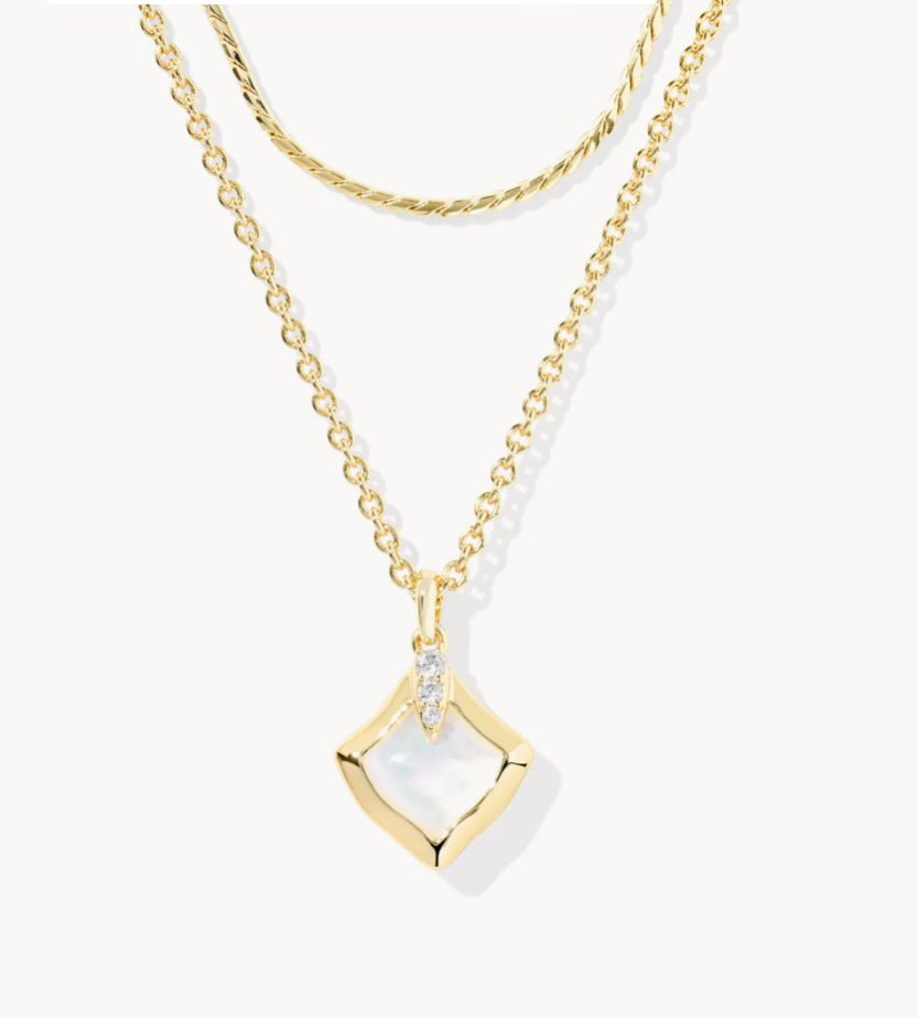 Kendra Scott-Joelle Gold Multi Strand Necklace in Ivory Mother-of-Pearl 9608873152