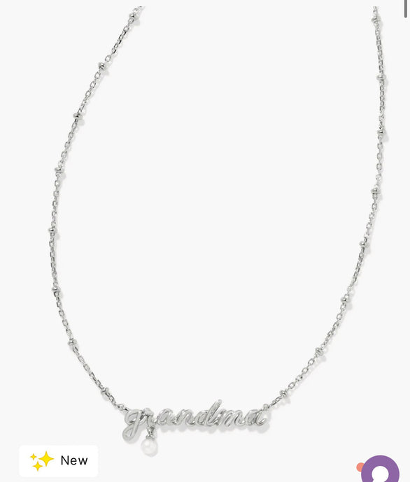 Kendra Scott-Grandma Script Pendant Necklace in Silver 9608864714