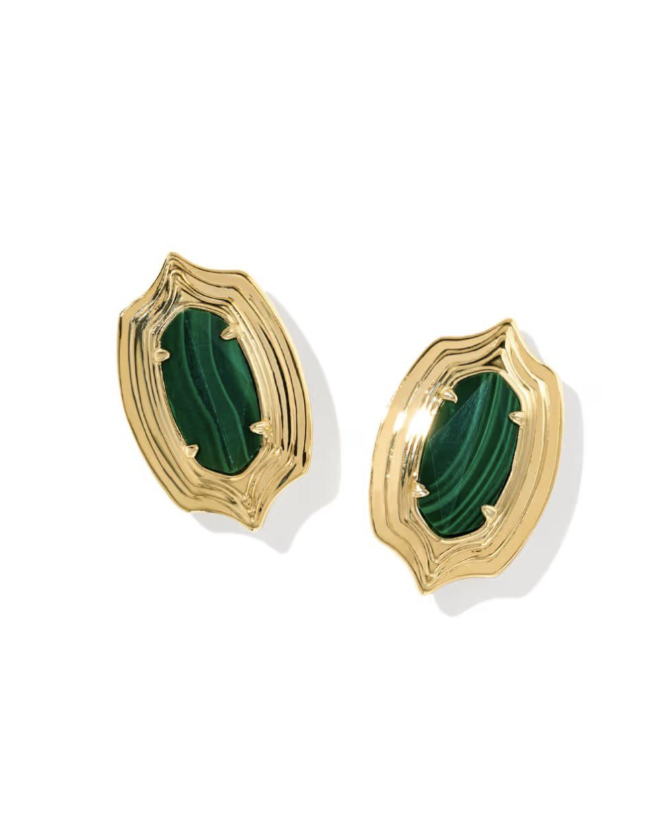 KENDRA SCOTT Ellie Stepped Frame Vintage Gold Stud Earrings 9608806787