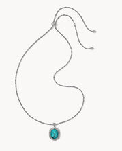 Load image into Gallery viewer, Kendra Scott-Tiger Striped Daphne Vintage Silver Small Long Pendant Necklace in Blue Marble 9608805506