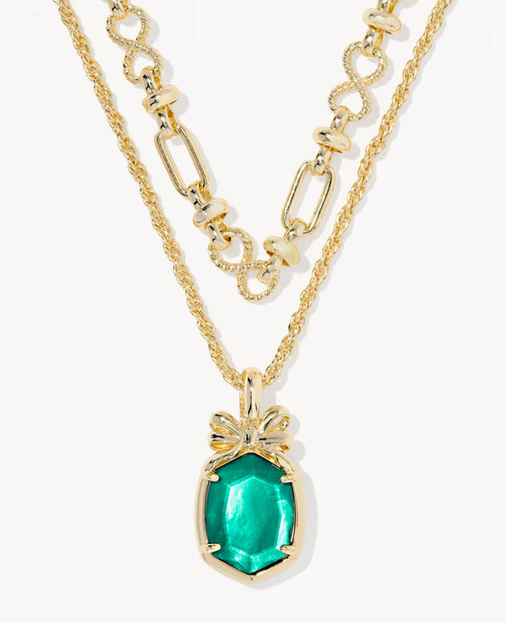 Kendra Scott-Daphne Bow Gold Multi Strand Necklace in Pine Illusion 9608890201