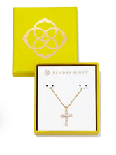 Load image into Gallery viewer, Kendra Scott-Boxed Cross Gold Pendant Necklace in White Crystal 9608862237