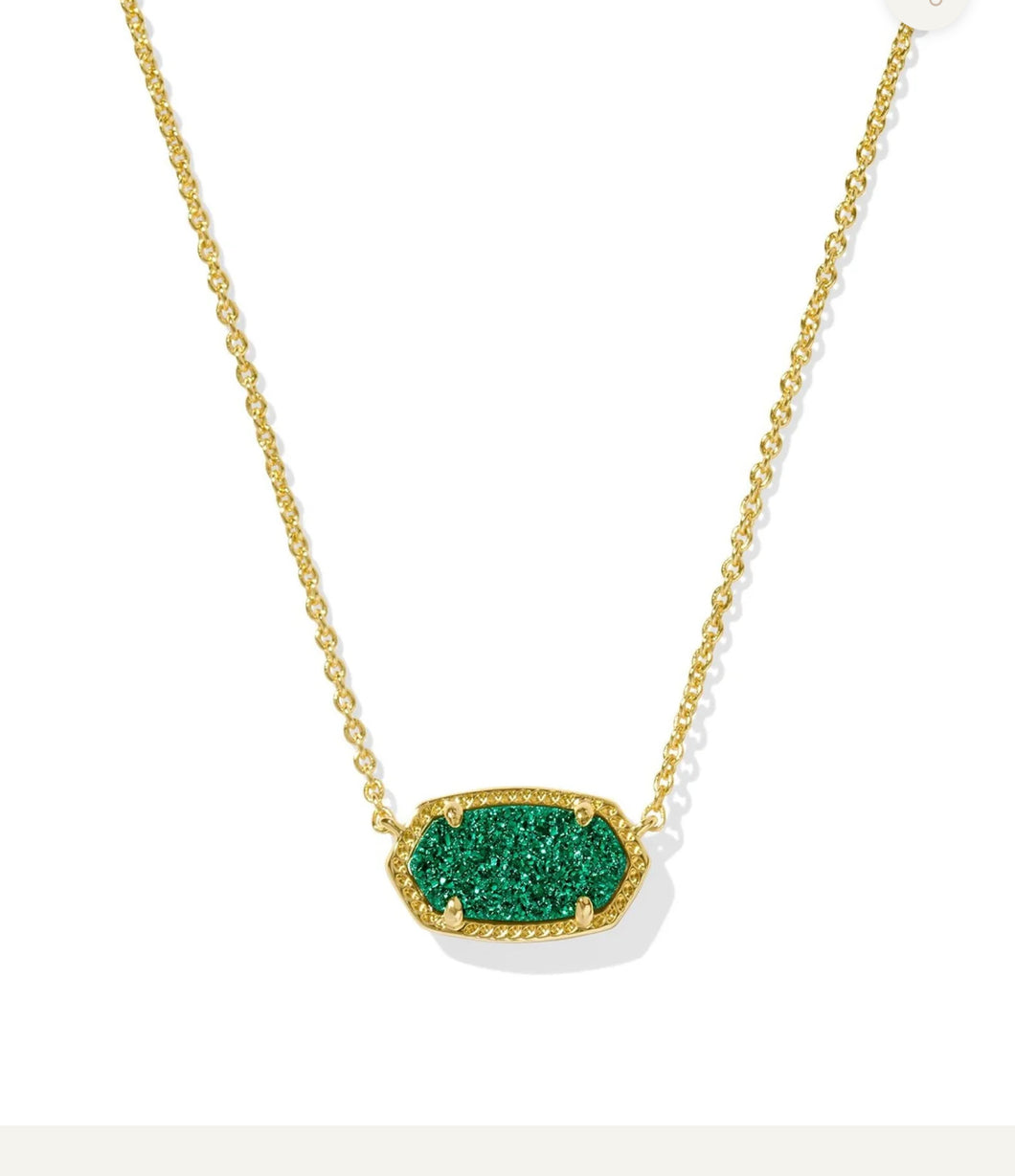 KENDRA SCOTT Elisa Necklace Gold Emerald Drusy 9608880981