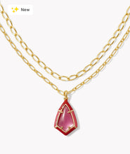 Load image into Gallery viewer, KENDRA SCOTT Camry Gold Enamel Frame Multi Strand Necklace in Azalea Illusion 9608871794