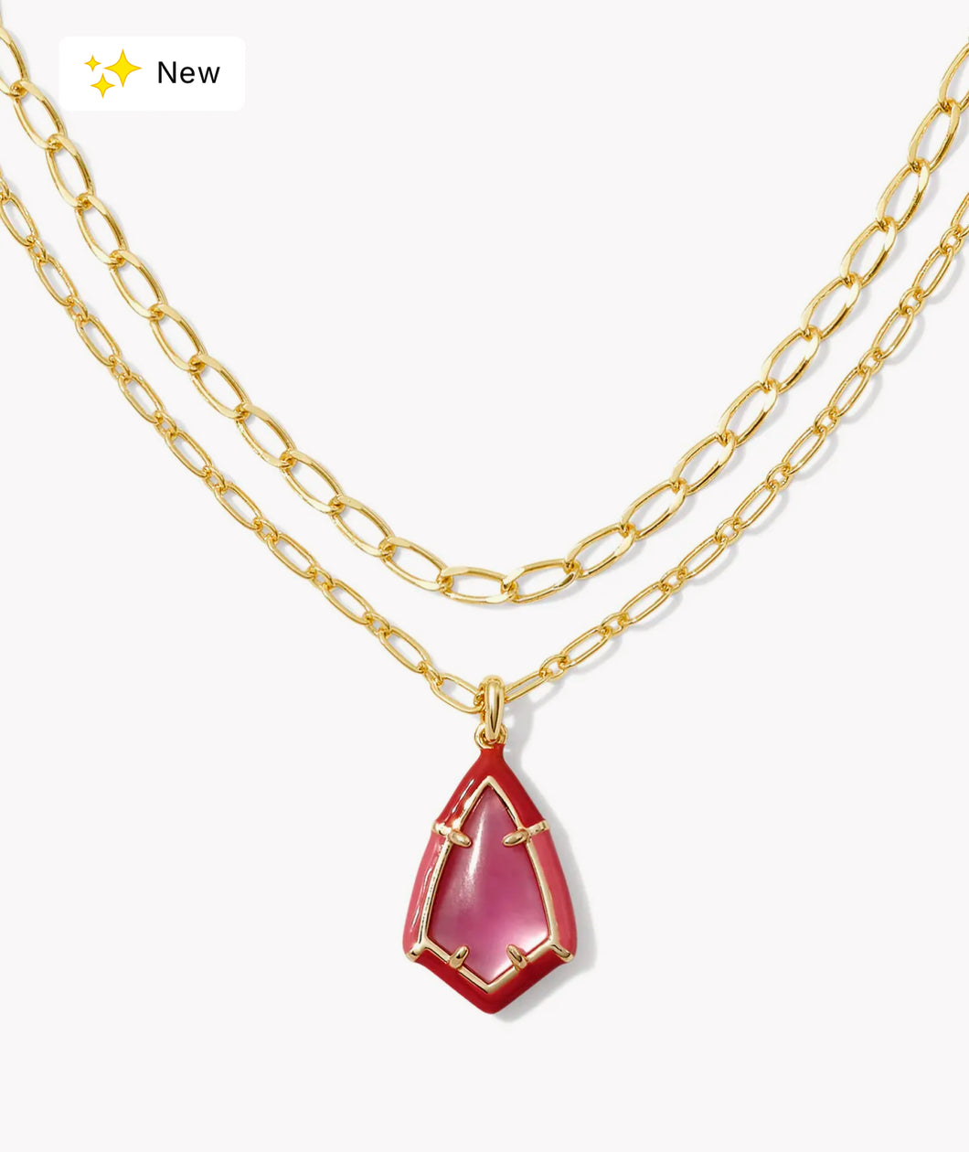 KENDRA SCOTT Camry Gold Enamel Frame Multi Strand Necklace in Azalea Illusion 9608871794