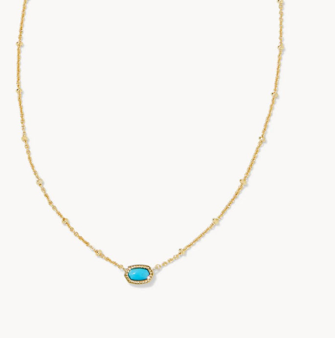 Kendra Scott-Mini Elisa Gold Satellite Short Pendant Necklace in Turquoise Magnesite 9608861352