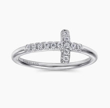 Load image into Gallery viewer, GABRIEL&amp;Co-14K White Gold Sideways Diamond Cross Ring
LR50221W45JJ