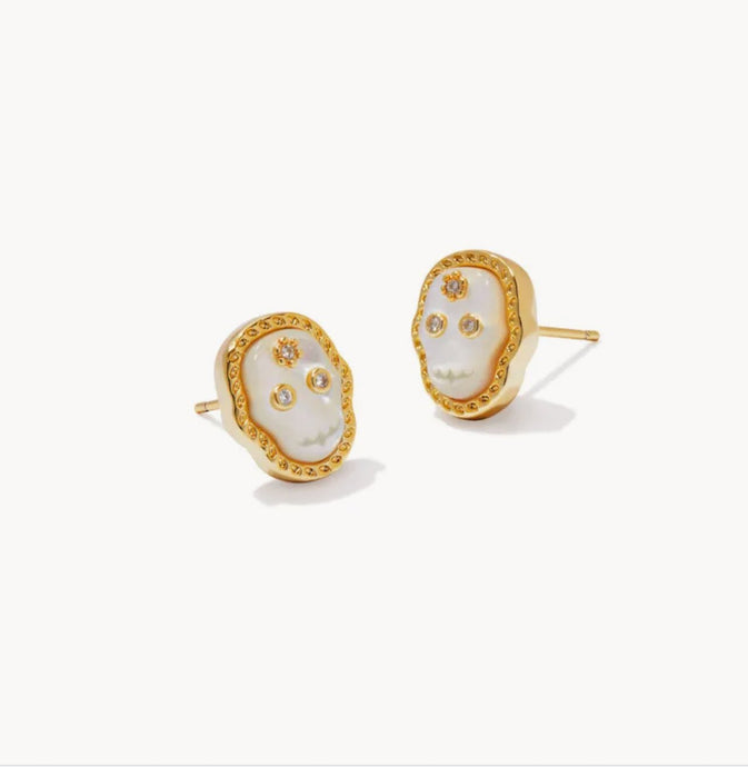 KENDRA SCOTT Skeleton Gold Stud Earrings in Ivory Mother-of-Pearl 9608866615