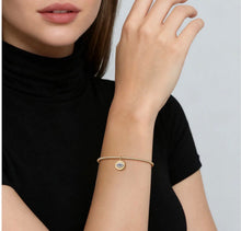 Load image into Gallery viewer, GABRIEL &amp; Co 14K White-Yellow Gold Bujukan Sapphire and Diamond Evil Eye Charm Cuff Bangle Bracelet BY5332-57M45SA