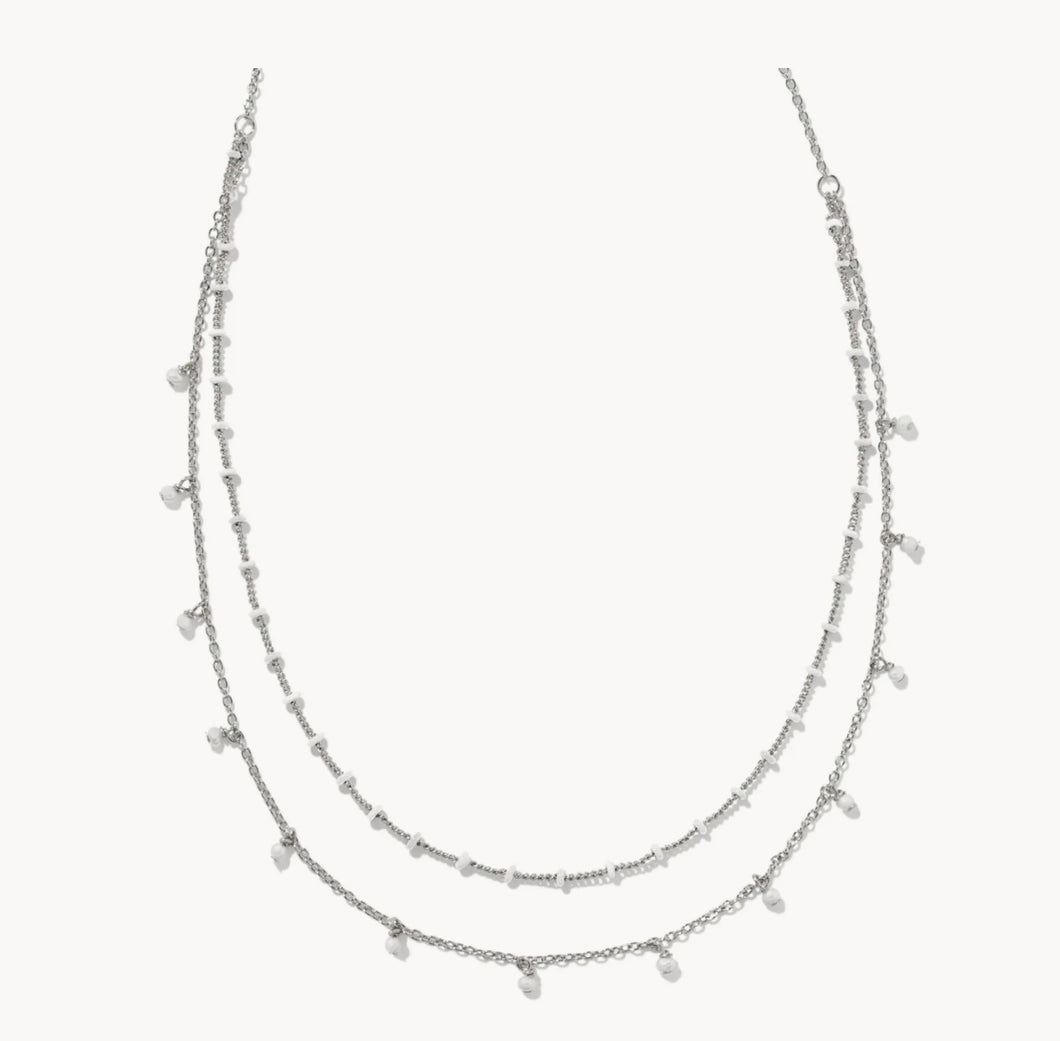 KENDRA SCOTT Eve Silver Multi Strand Necklace in White Mix 9608872354