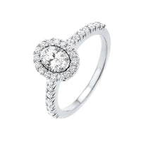 Load image into Gallery viewer, 14K TRU-REFLECTION ENGAGEMENT RING DIAMOND OVAL CTR .50 30 RDS .50 RING RG72686-4WB