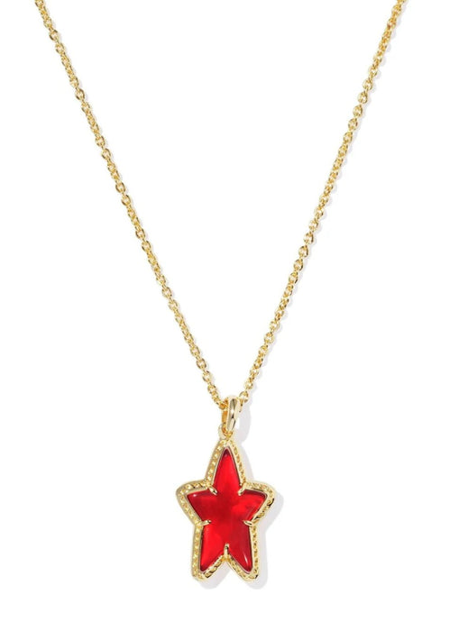 Kendra Scott-ADA GOLD STAR SHORT PENDANT NECKLACE IN RED ILLUSION 9608859826