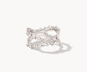 KENDRA SCOTT Rosalie Silver Double Band Ring in White Crystal 9608875992 Sz 9