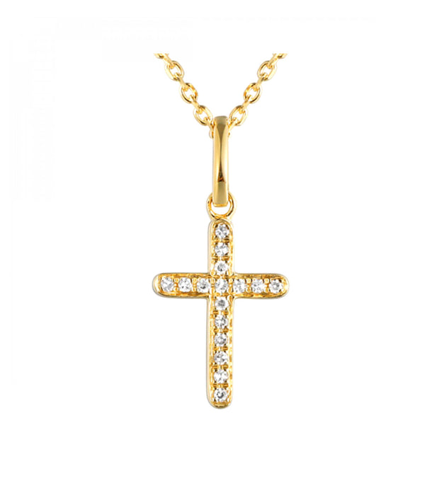 14k YG Diamond Cross Necklace PD10991-4YB