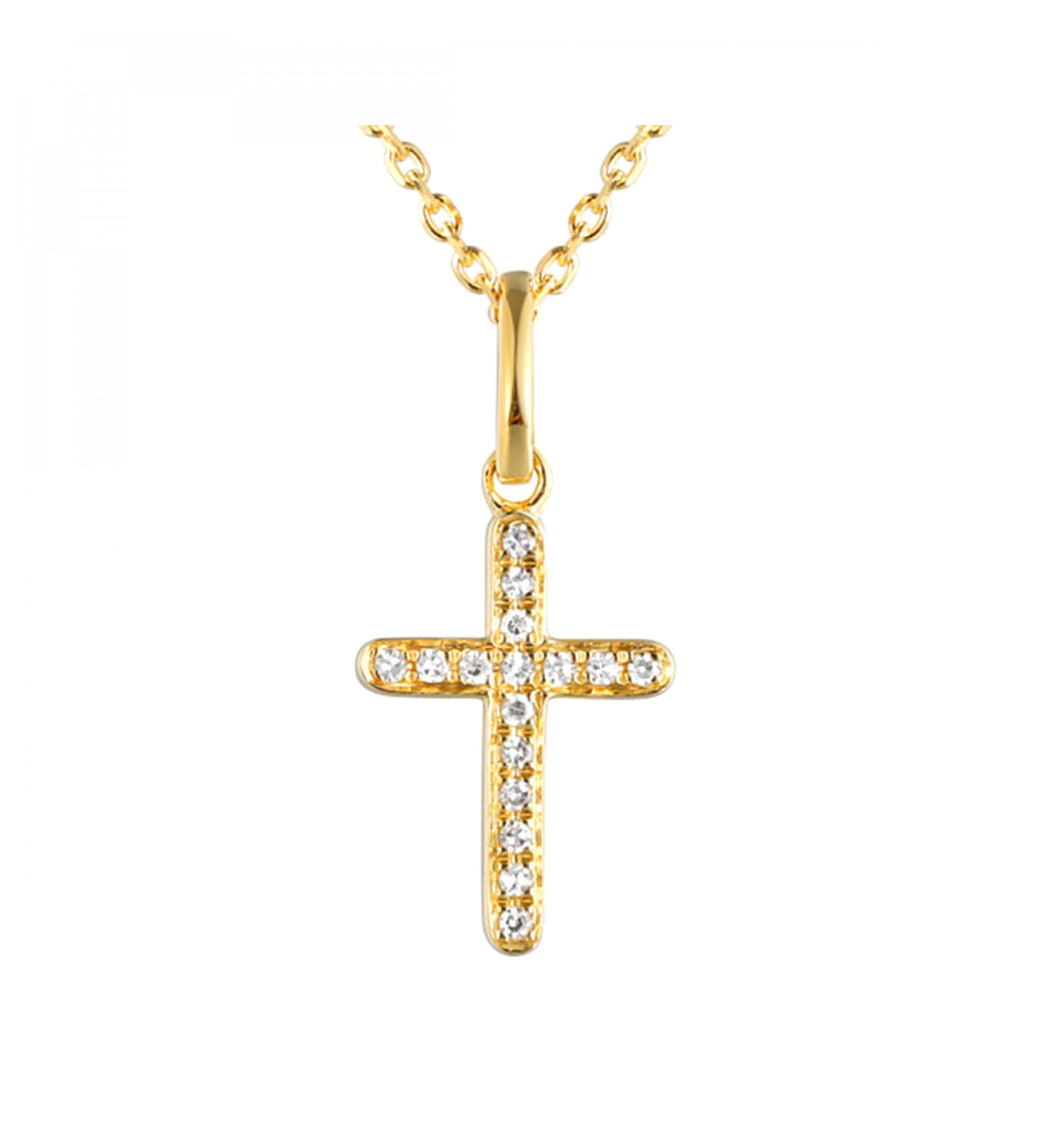 14k YG Diamond Cross Necklace PD10991-4YB