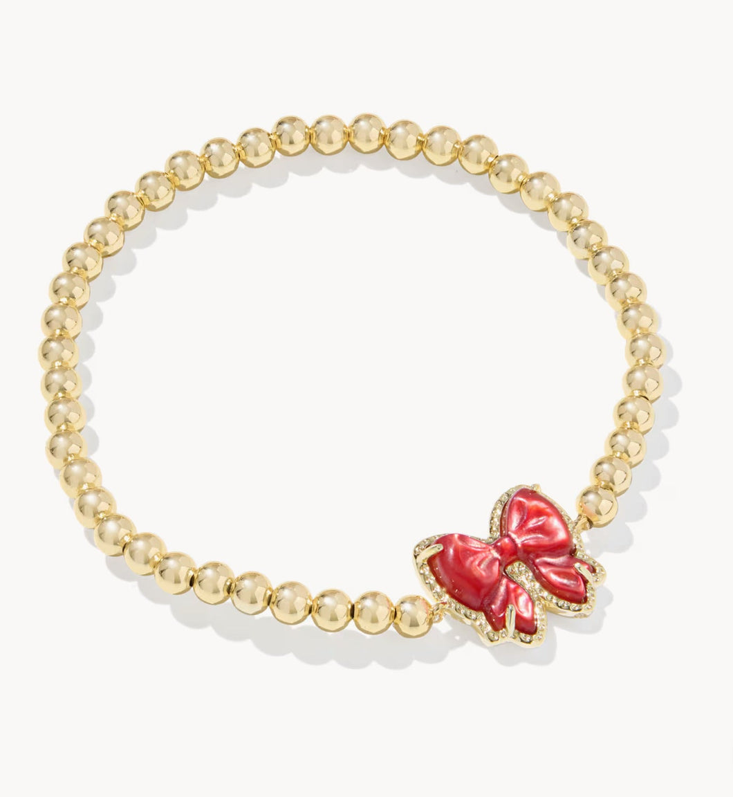 Kendra Scott-Haley Bow Gold Stretch Bracelet in Scarlet Mother-of-Pearl 9608890380