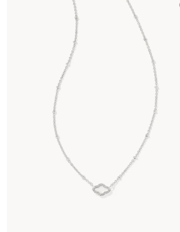 KENDRA SCOTT Mini Abbie Silver Satellite Short Pendant Necklace in Ivory Mother-of-Pearl 9608876533