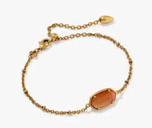 Load image into Gallery viewer, Kendra Scott-Tiger Striped Elaina Vintage Gold Delicate Chain Bracelet in Orange Banded Agate 9608805500