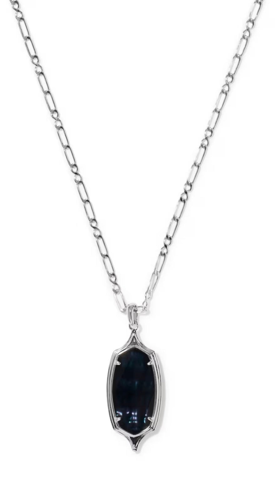KENDRA SCOTT Dani Stepped Frame Silver Long Pendant Necklace 9608806773