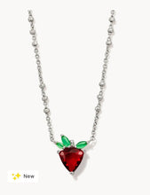 Load image into Gallery viewer, KENDRA SCOTT Strawberry Silver Short Pendant Necklace in Dark Pink Crystal 9608866844