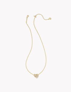 KENDRA SCOTT Holland Gold Heart Short Pendant Necklace in White CRYSTAL 9608863293