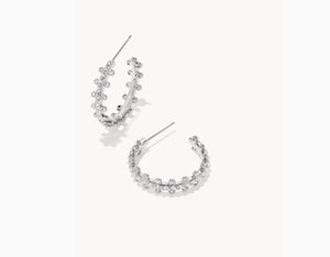 Kendra Scott-Jada Silver Tone Small Hoop Earrings in White Crystal 9608861251