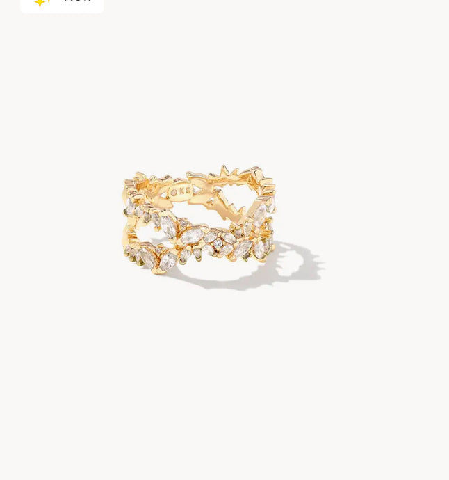 KENDRA SCOTT Rosalie Gold Double Band Ring in White Crystal 9608871539 size 7