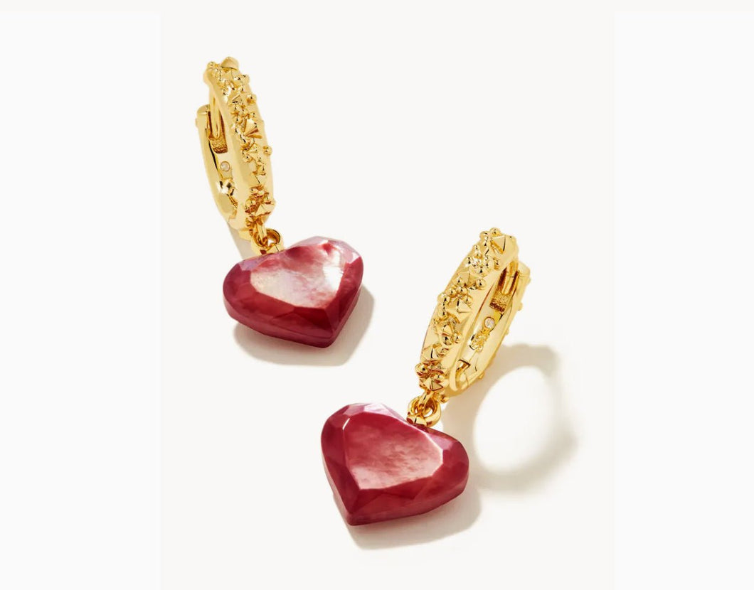 Kendra Scott-Penny Gold Metal Heart Huggie Earrings in Mulberry Mother-of-Pearl 9608856260